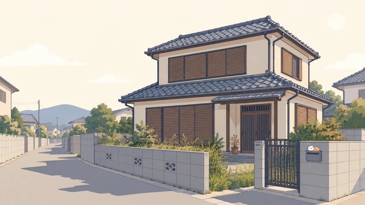 雨戸を閉めたまま静かに建っている日本の空き家