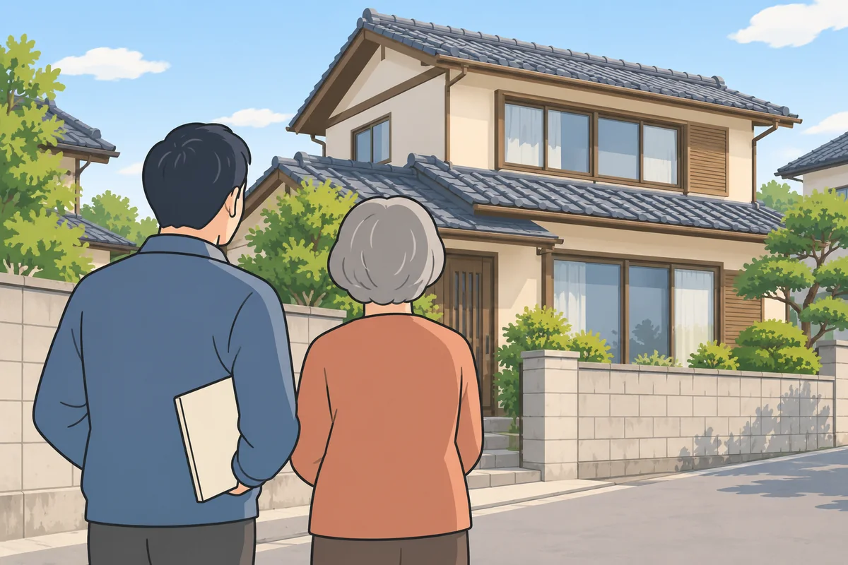 実家の売却相談前に家族で意向を確かめる様子を表したイラスト